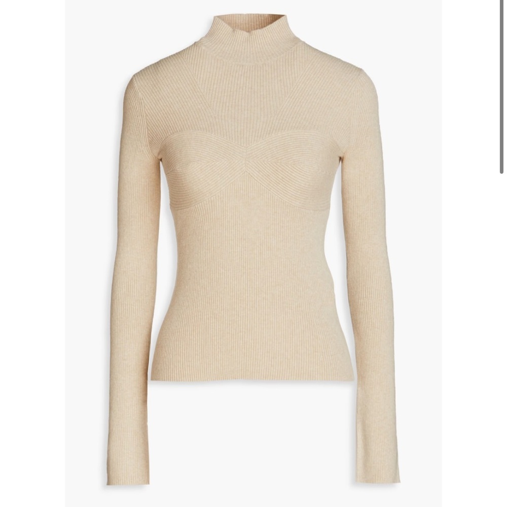 MAJE Ribbed cotton-blend turtleneck sweater